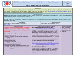 Topic 3 &ndash; Addition Facts to 20: Use Strategies