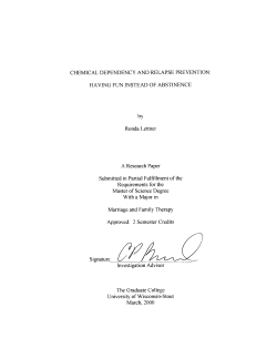 CHEMICAL DEPENDENCY AND RELAPSE PREVENTION