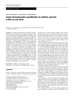 Liquid chromatographic quantification of synthetic colorants in fish