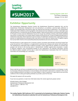 SUM 2017 Exhibitor Opportunity - Saskatchewan Teachers` Federation