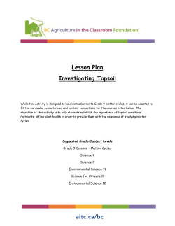 Lesson Plan Investigating Topsoil