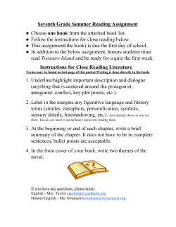 Seventh Grade Summer Reading Assignment Choose ​ one book
