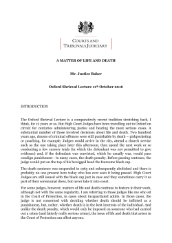 A MATTER OF LIFE AND DEATH Mr. Justice Baker
