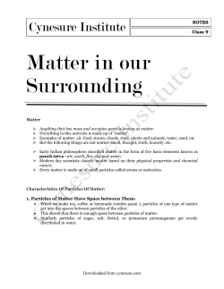 MATTER IN OUR SURROUNDING