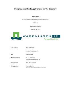 Designing local food supply chains for The Greenery