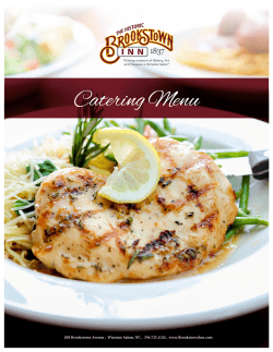 Catering Menu - Brookstown Inn