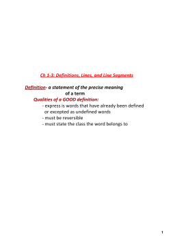 Ch 1‐3: Definitions, Lines, and Line Segments Definition‐ a