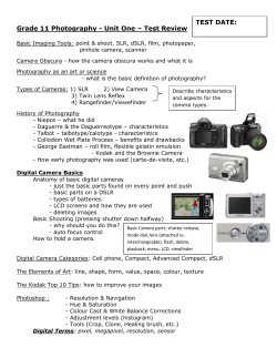 Grade 11 Photography - Unit One &ndash; Test Review TEST
