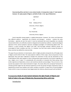 A Comparative Study of caste System between the Igbo People of
