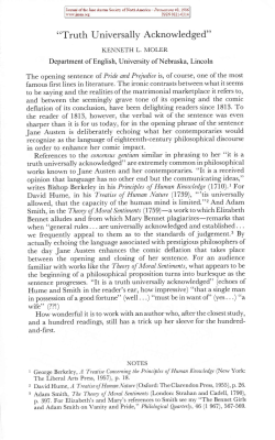 "Truth Universally Acknowledged"