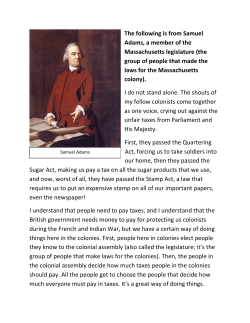 The following is from Samuel Adams, a member of the