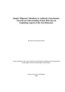 Stanley Milgram`s Obedience to Authority Experiments: Towards an