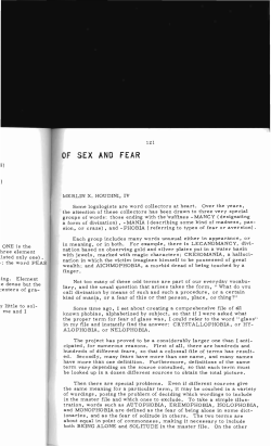 Of Sex and Fear - Digital Commons @ Butler University