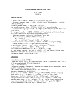 Physical Constants and Conversion Factors &copy; M. Ragheb 9/20/2016