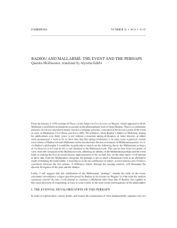 badiou and mallarm&eacute;: the event and the perhaps