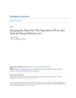 The Separation of Law and State in Classical Islamic Law