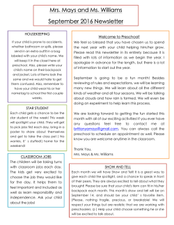 September 2016 Newsletter