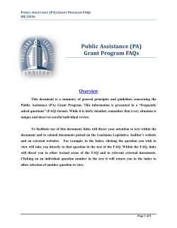 Public Assistance (PA) Grant Program FAQs