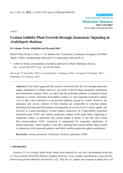 Cesium Inhibits Plant Growth through Jasmonate Signaling in
