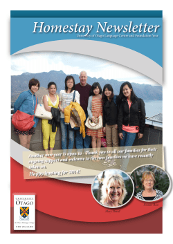 Homestay Newsletter - University of Otago