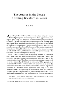 The Author in the Novel: Creating Beckford in Vathek