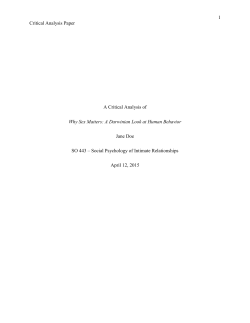 1 Critical Analysis Paper A Critical Analysis of Why Sex Matters: A