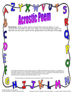 Acrostic Poem Activity Sheet - University of North Florida