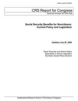 Social Security Benefits for Noncitizens: Current Policy and Legislation