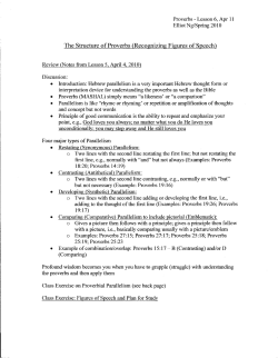 The Structure of Proverbs (Recognizing Figures of Speech)