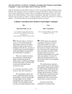 Is Blanket Amendment Best Method in Equal Rights