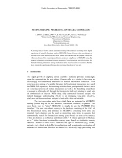 MINING MEDLINE: ABSTRACTS, SENTENCES, OR PHRASES? 1