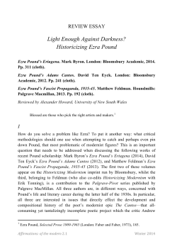 Historicizing Ezra Pound - Affirmations: of the modern