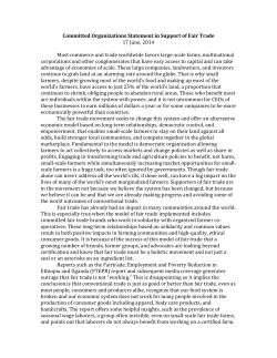 Committed Organizations Statement in Support of Fair Trade 17
