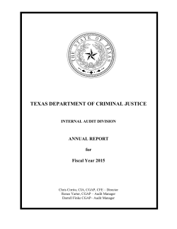 Fiscal Year 2015 Annual Report - Texas Department of Criminal