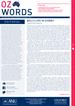 Bell`s life in sydney Editorial - Australian National Dictionary Centre