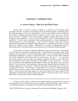 CHAPTER 1: INTRODUCTION 1.1 Inverse Theory: What It Is and