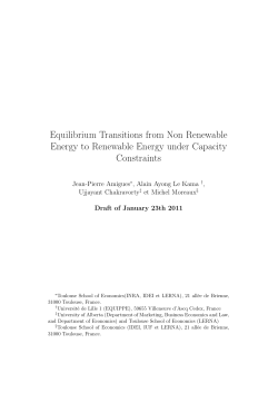 Equilibrium Transitions from Non Renewable Energy to