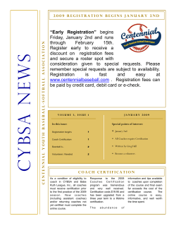 C Y B SA N E W S - Centennial Youth Baseball