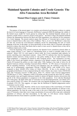 Mainland Spanish Colonies and Creole Genesis: The Afro