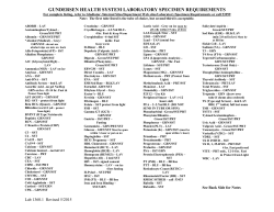 Specimen requirements - Gundersen Health System