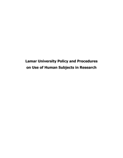 Lamar University Policy and Procedures on Use of Human Subjects
