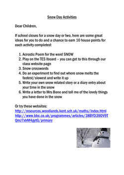 Snow Day Activities Dear Children, If school closes for a snow day
