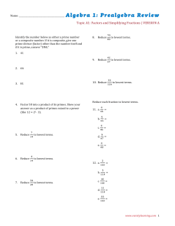 Algebra 1: Prealgebra Review