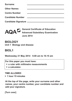 A-level Biology Modified question paper Unit 01 - Biology and