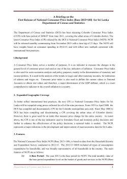 NCPI Technical Note - Department of Census and Statistics