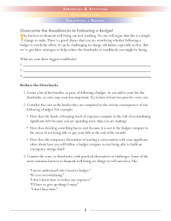 Overcome the Roadblocks to Following a Budget