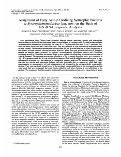 Assignment of Fatty Acid-p-Oxidizing Syntrophic Bacteria to