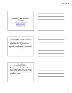 Author Study in a Primary Classroom