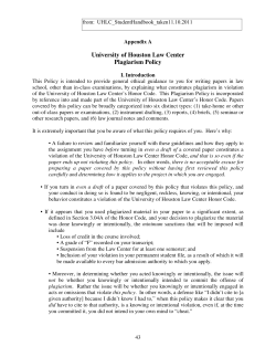 University of Houston Law Center Plagiarism Policy