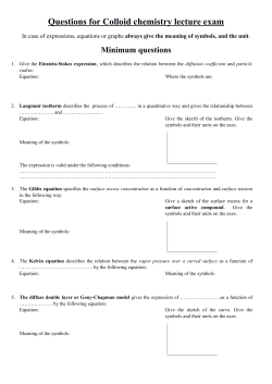 Questions for Colloid chemistry lecture exam